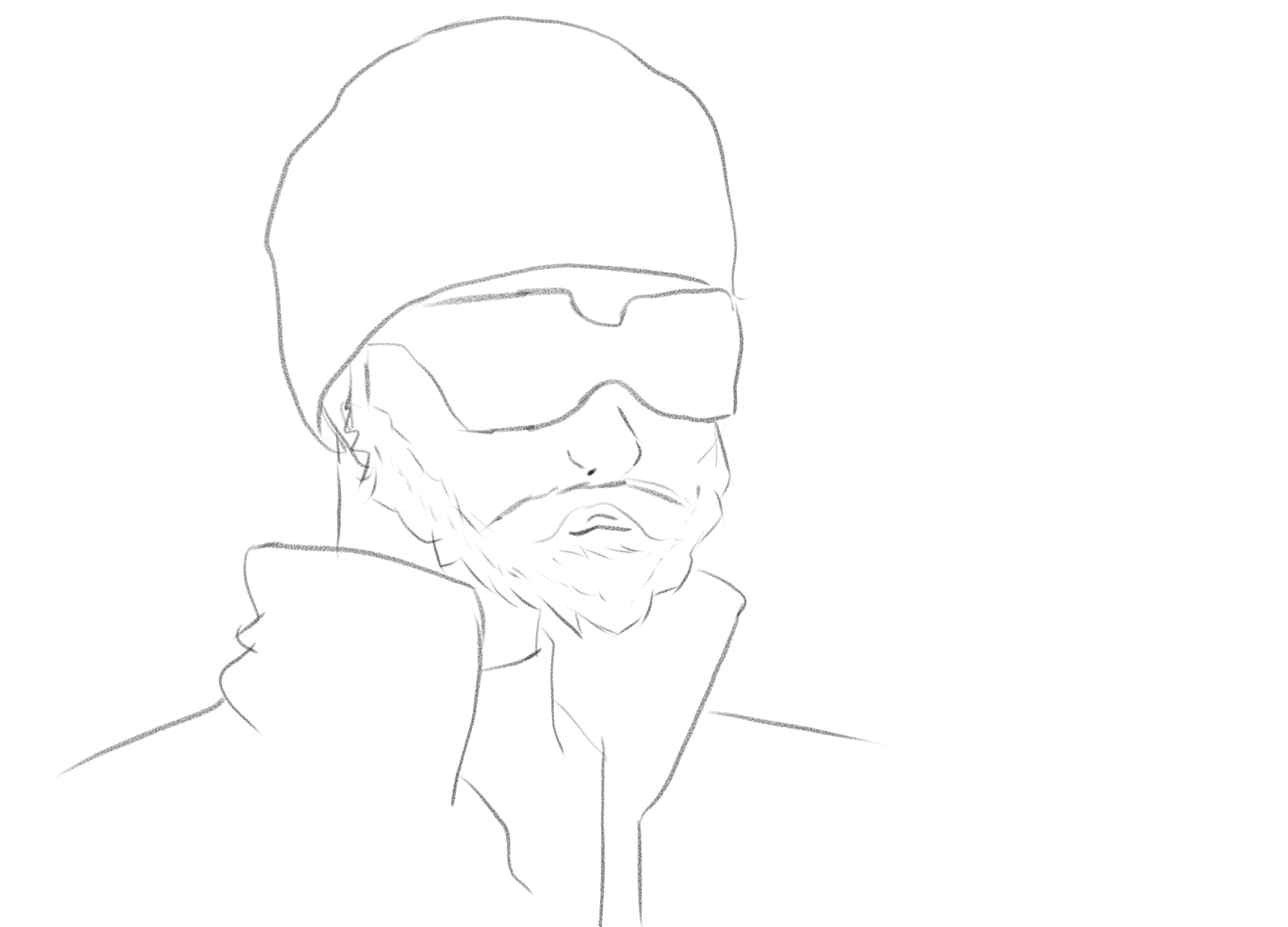 a sketch portrait of Luis in the AUEG uniform and char shades